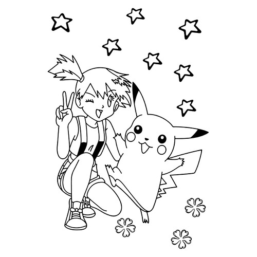 Pikachu y Misty - Página para colorear dibujo para colorear gratis de Páginas para colorear de Pikachu