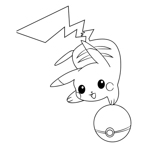 Pikachu and Poké Ball Coloring Page free printable Pikachu Coloring Pages coloring page