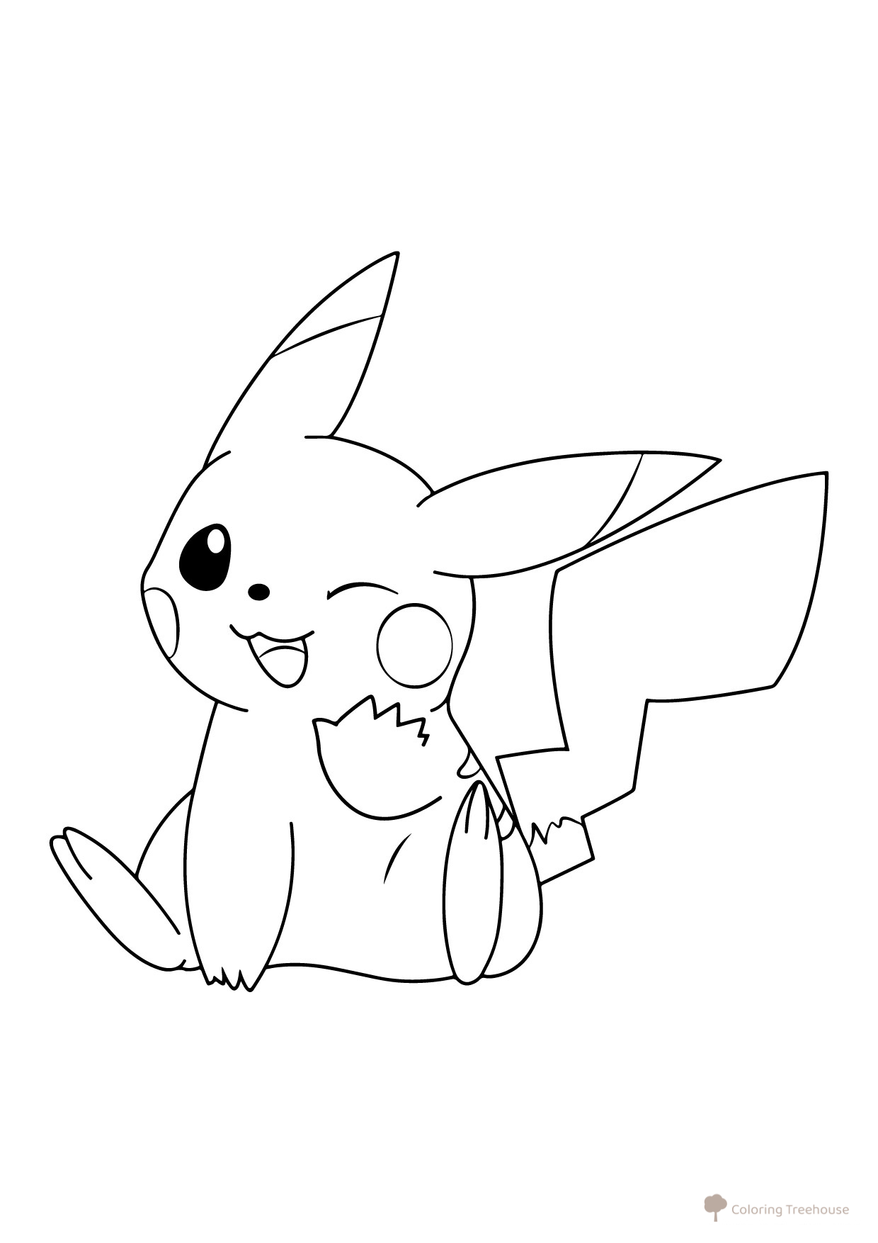 Página para colorear: Pikachu guiñando un ojo dibujo para colorear gratis de Páginas para colorear de Pikachu