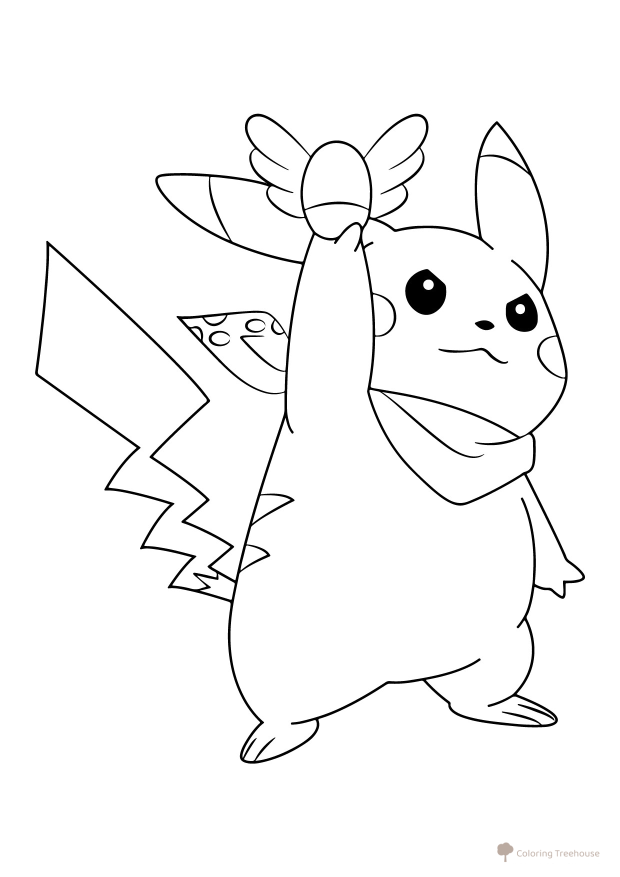 Pikachu atrapó el Snitch — página para colorear dibujo para colorear gratis de Páginas para colorear de Pikachu
