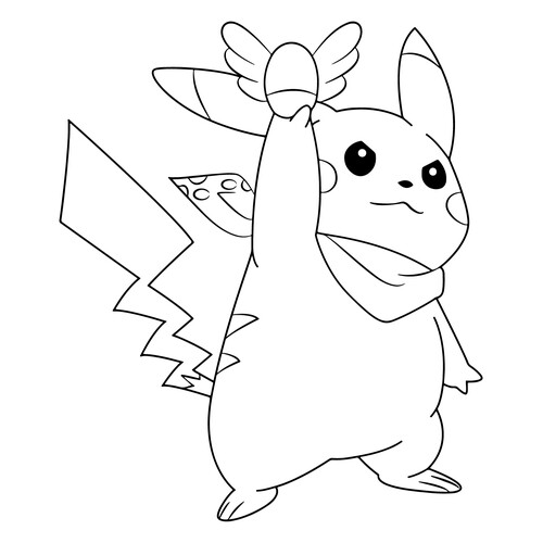Pikachu atrapó el Snitch — página para colorear dibujo para colorear gratis de Páginas para colorear de Pikachu