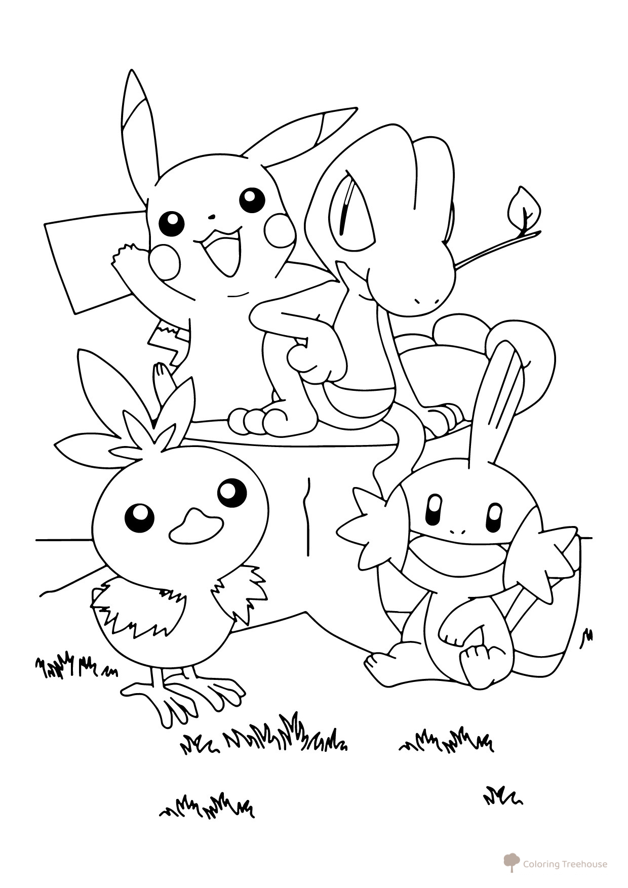 Pikachu and Friends Coloring Page free printable Pikachu Coloring Pages coloring page