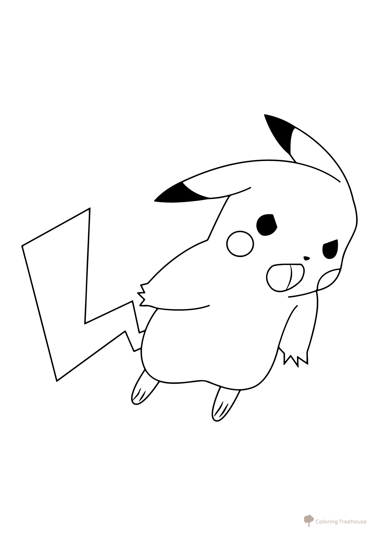 Pikachu Coloring Page — Charging into Battle with a Shout free printable Pikachu Coloring Pages coloring page