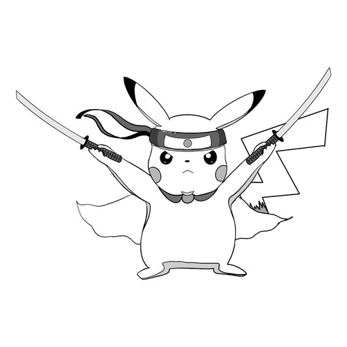 Página para colorear: Pikachu samurái dibujo para colorear gratis de Páginas para colorear de Pikachu