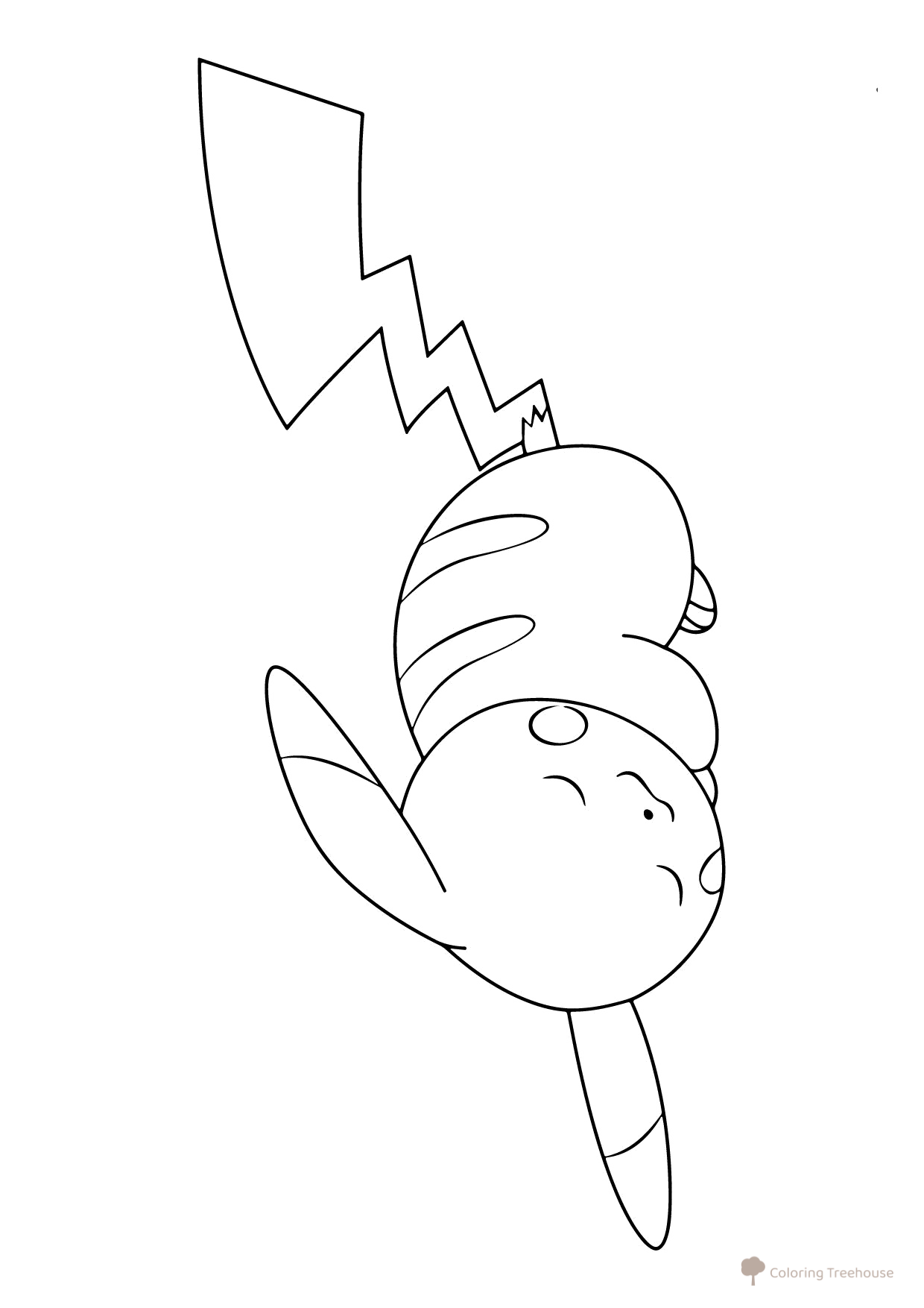 Pikachu duerme plácidamente – página para colorear dibujo para colorear gratis de Páginas para colorear de Pikachu