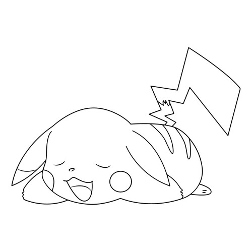 Pikachu Sleeping Coloring Page free printable Pikachu Coloring Pages coloring page