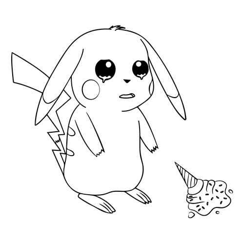 Pikachu Dropped an Ice Cream Coloring Page free printable Pikachu Coloring Pages coloring page