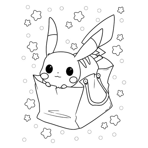 Pikachu in a Bag Coloring Page free printable Pikachu Coloring Pages coloring page
