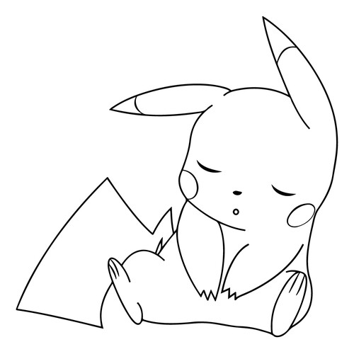 Pikachu Napping Coloring Page free printable Pikachu Coloring Pages coloring page