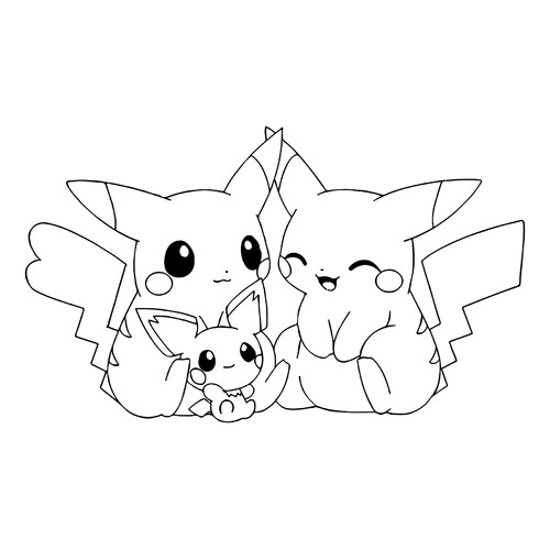 Pikachu Family Coloring Page free printable Pikachu Coloring Pages coloring page