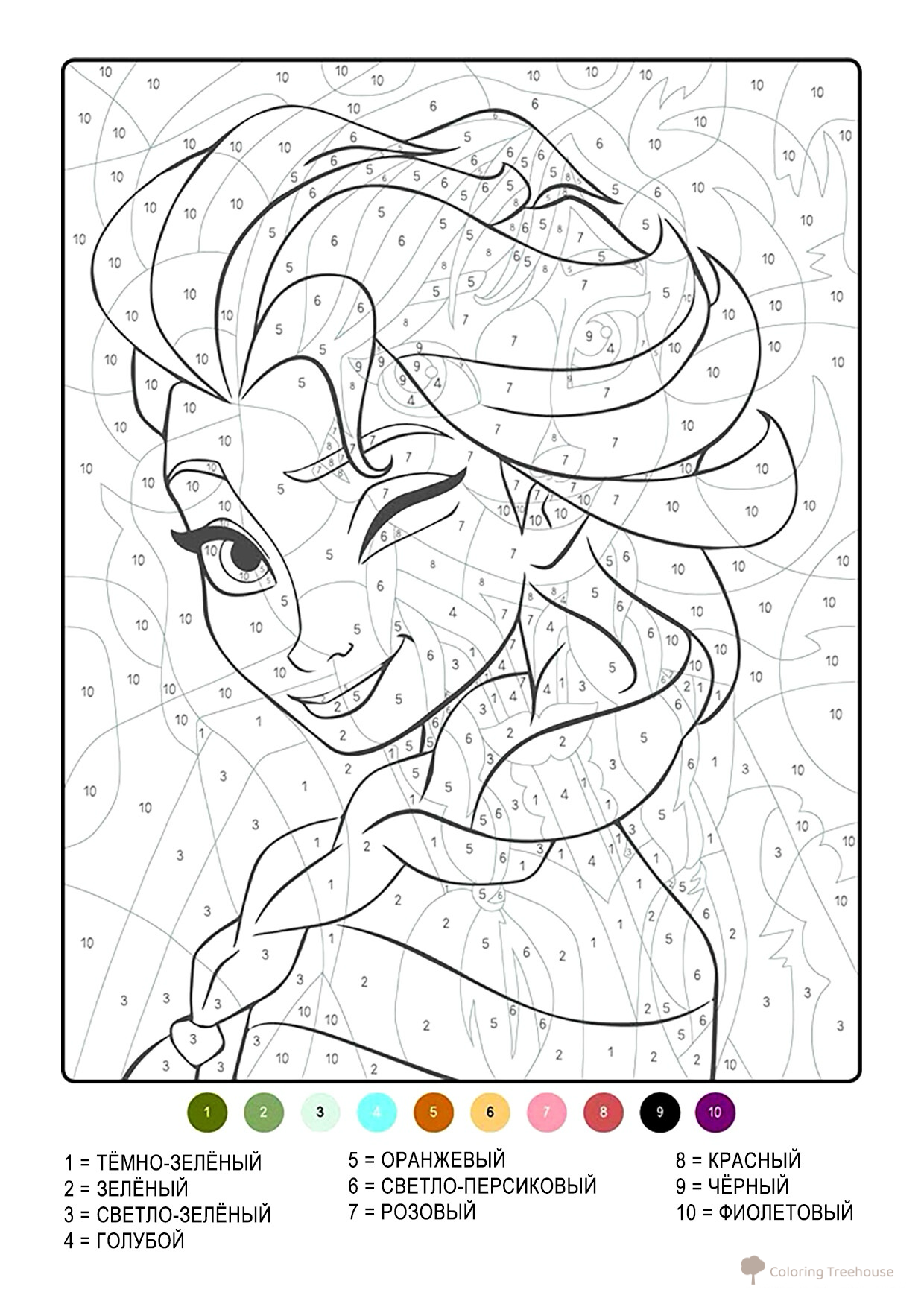 Página para colorear "Anna y Elsa por números" dibujo para colorear gratis de Colorear por números de Disney