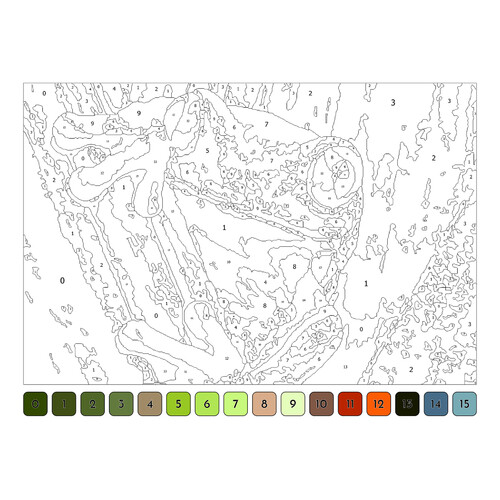 Tree Frog Paint-by-Number Coloring Page for Adults free printable Adult Paint by Numbers Coloring Pages coloring page