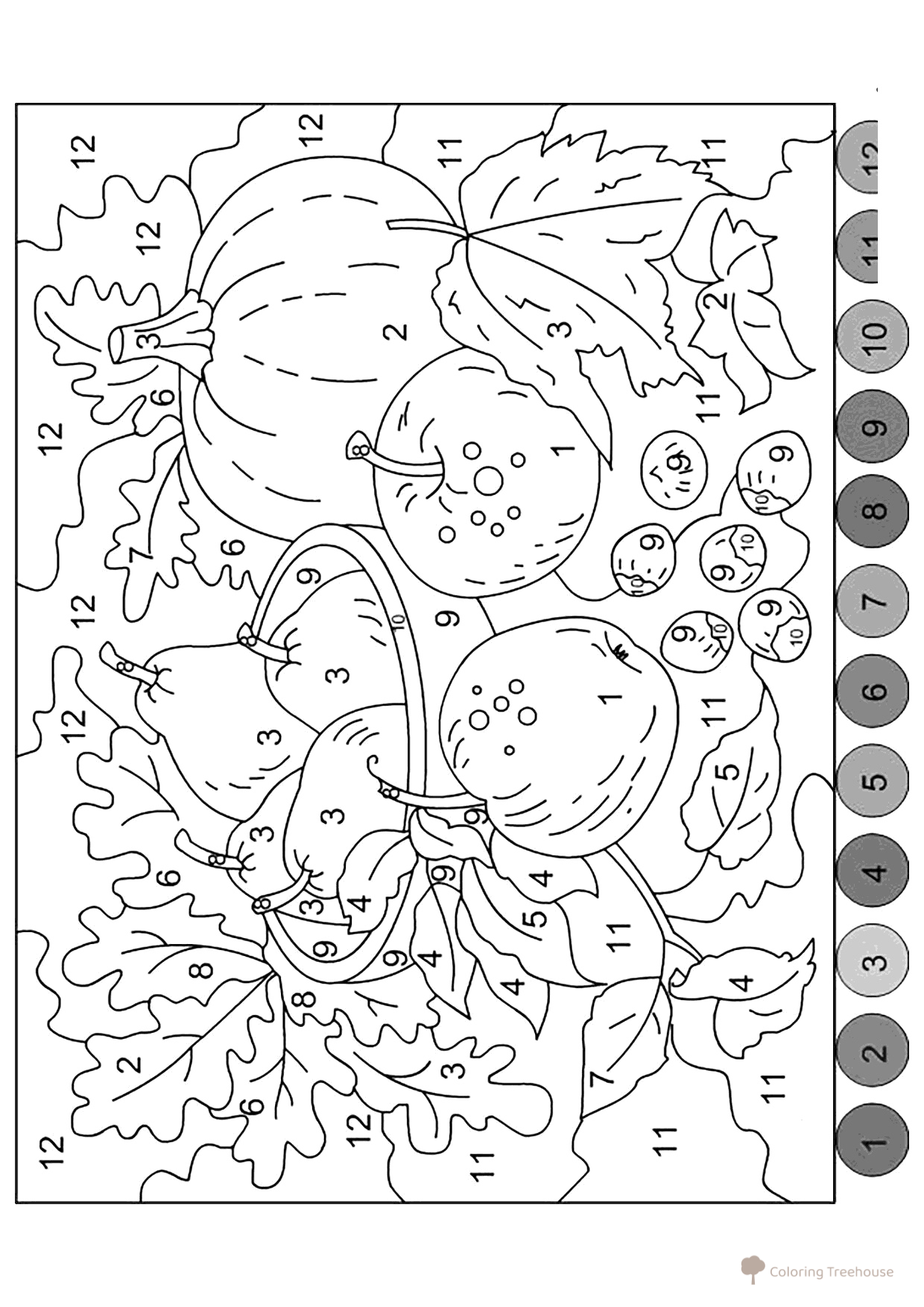 Still Life Paint-by-Numbers Coloring Page free printable Adult Paint by Numbers Coloring Pages coloring page