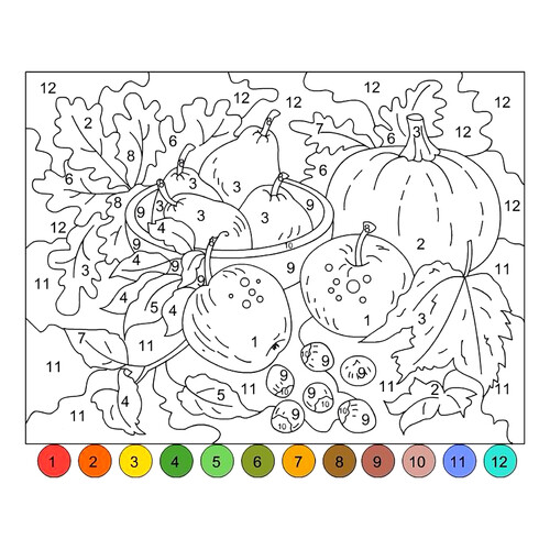 Still Life Paint-by-Numbers Coloring Page free printable Adult Paint by Numbers Coloring Pages coloring page