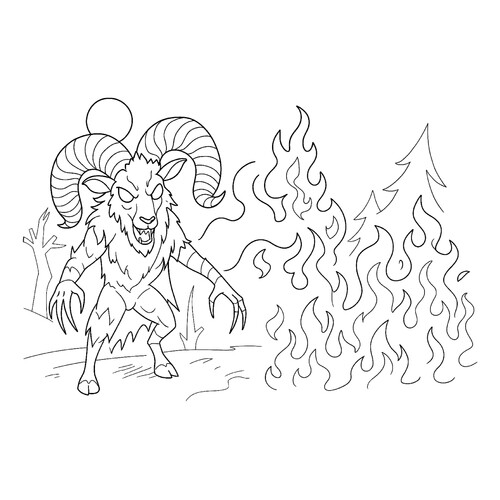 Página para colorear «Muflón infernal de 99 noches en el bosque» dibujo para colorear gratis de Páginas para colorear «99 noches en el bosque»