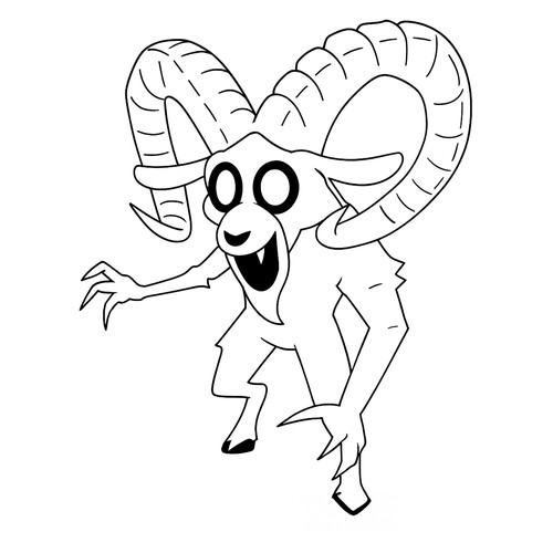 Página para colorear «Carnero-Embiste» dibujo para colorear gratis de Páginas para colorear «99 noches en el bosque»