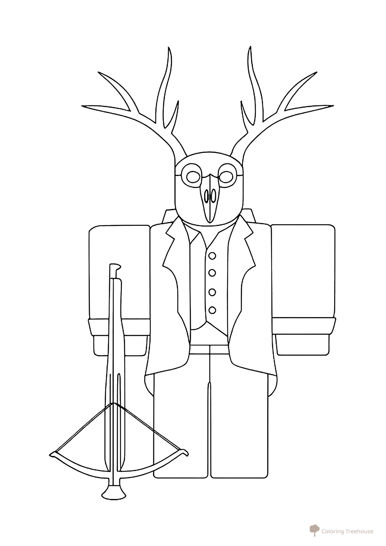 Página para colorear «Cultista con ballesta de 99 noches en el bosque» dibujo para colorear gratis de Páginas para colorear «99 noches en el bosque»