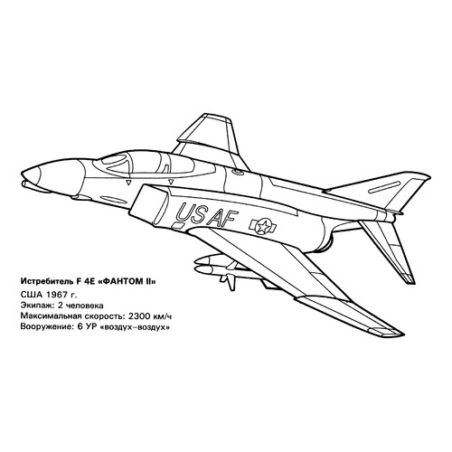 American Fighter Phantom II Coloring Page free printable Fighter Jet Coloring Pages coloring page
