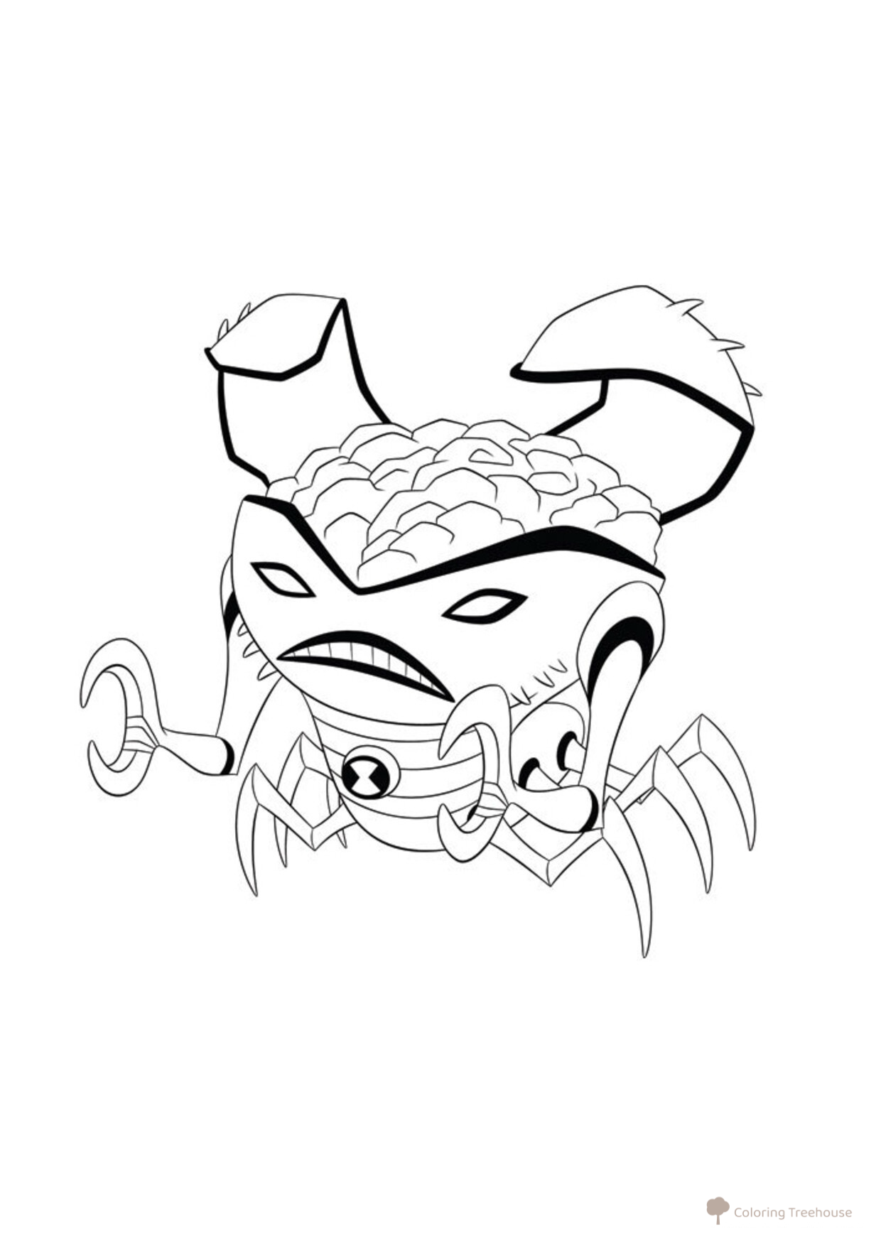 Wise Crab Coloring Page free printable Ben 10 Coloring Pages coloring page