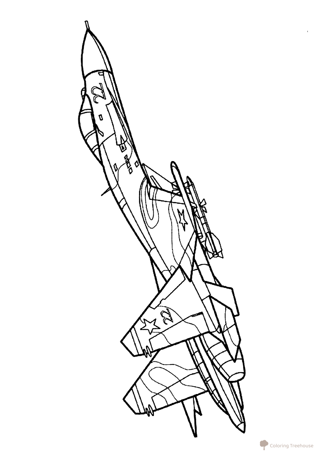 Página para colorear «Caza Su-27» dibujo para colorear gratis de Páginas para colorear de cazas