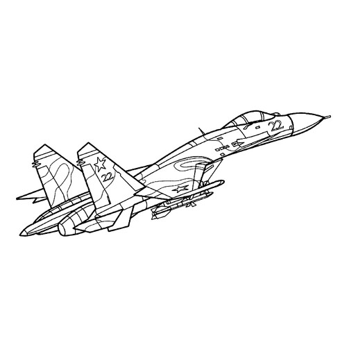 Página para colorear «Caza Su-27» dibujo para colorear gratis de Páginas para colorear de cazas