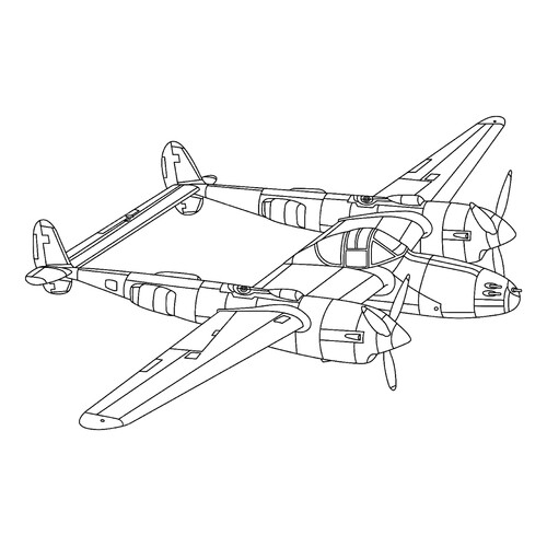 Página para colorear «Avión de reconocimiento» dibujo para colorear gratis de Páginas para colorear de cazas