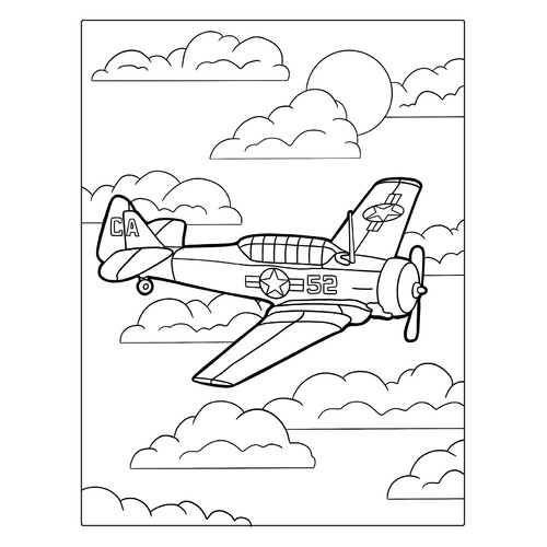 Página para colorear: Avión de la Segunda Guerra Mundial VS-41 dibujo para colorear gratis de Páginas para colorear de cazas