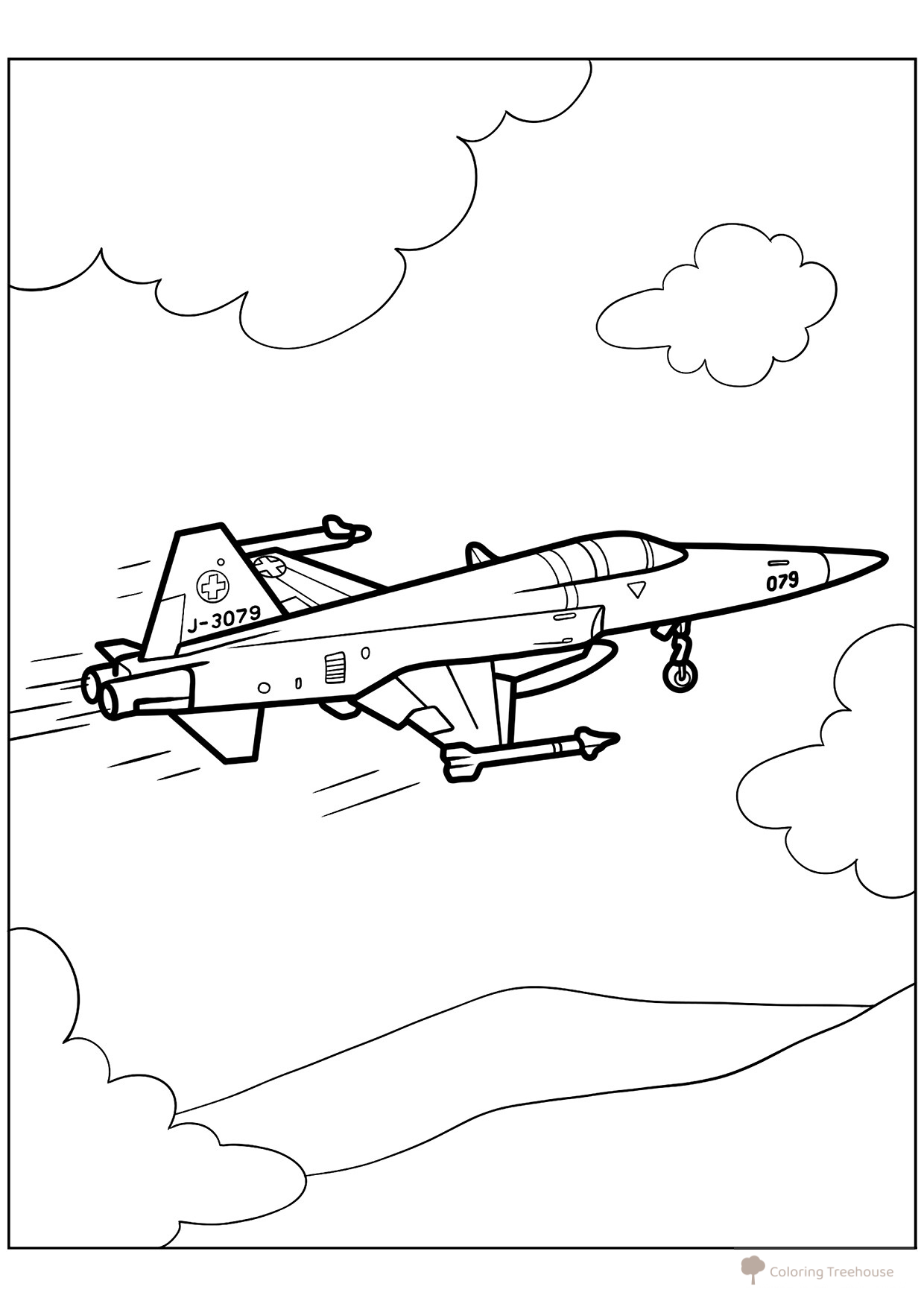 Swiss Northrop F-5 "Freedom Fighter" Coloring Page free printable Fighter Jet Coloring Pages coloring page