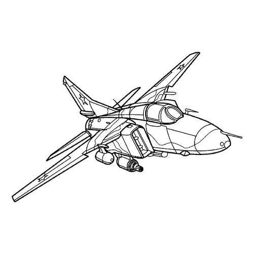 Página para colorear: caza-bombardero supersónico soviético MiG-27 dibujo para colorear gratis de Páginas para colorear de cazas