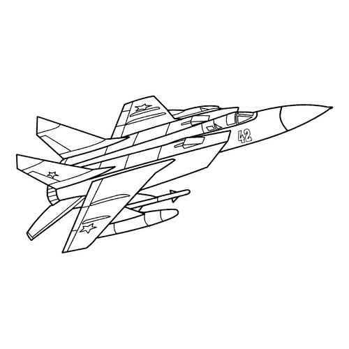 Página para colorear «Caza supersónico MiG-31» dibujo para colorear gratis de Páginas para colorear de cazas