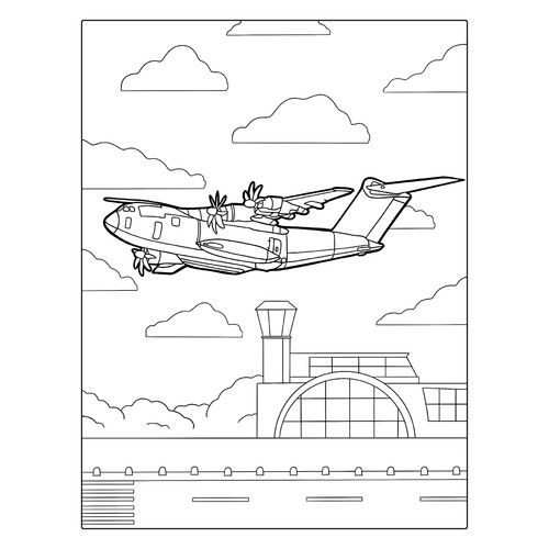 Página para colorear: avión de transporte militar estadounidense C-17 dibujo para colorear gratis de Páginas para colorear de cazas