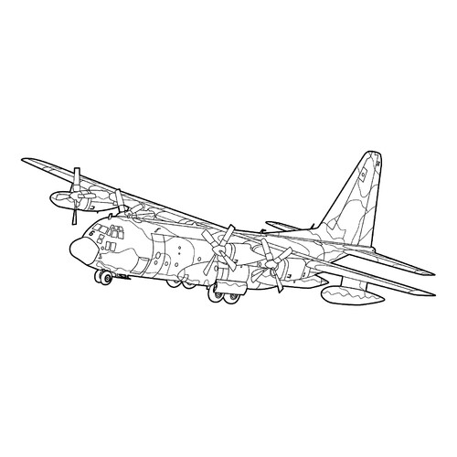 Página para colorear «Avión de carga militar» dibujo para colorear gratis de Páginas para colorear de cazas