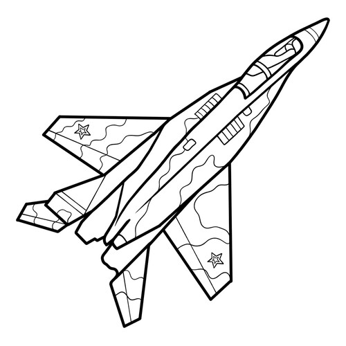 Página para colorear “Avión militar MiG-29” dibujo para colorear gratis de Páginas para colorear de cazas