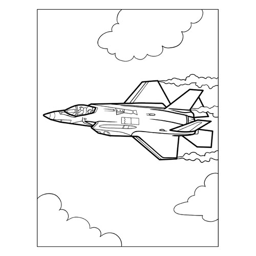 Página para colorear «Avión militar furtivo F-35 Rayo II» dibujo para colorear gratis de Páginas para colorear de cazas