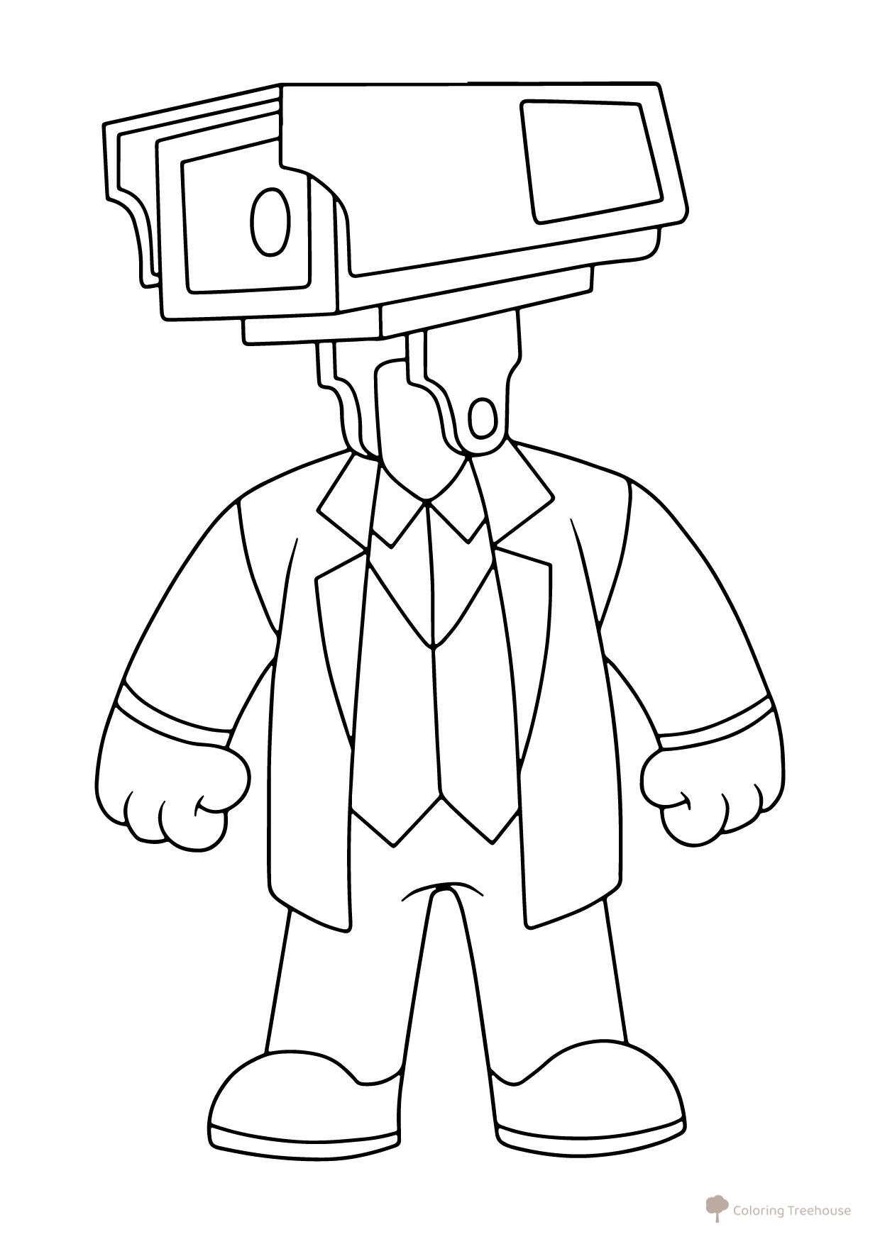 KameraMen Coloring Page for Toddlers free printable Camera Man Coloring Pages from Skibidi Toilet coloring page