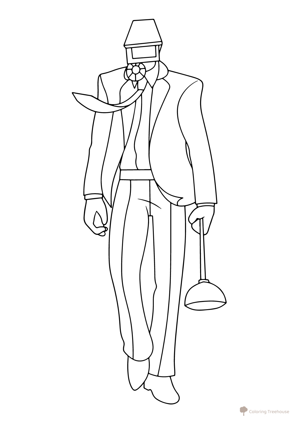 VantuzMen Full-Body Coloring Page free printable Camera Man Coloring Pages from Skibidi Toilet coloring page