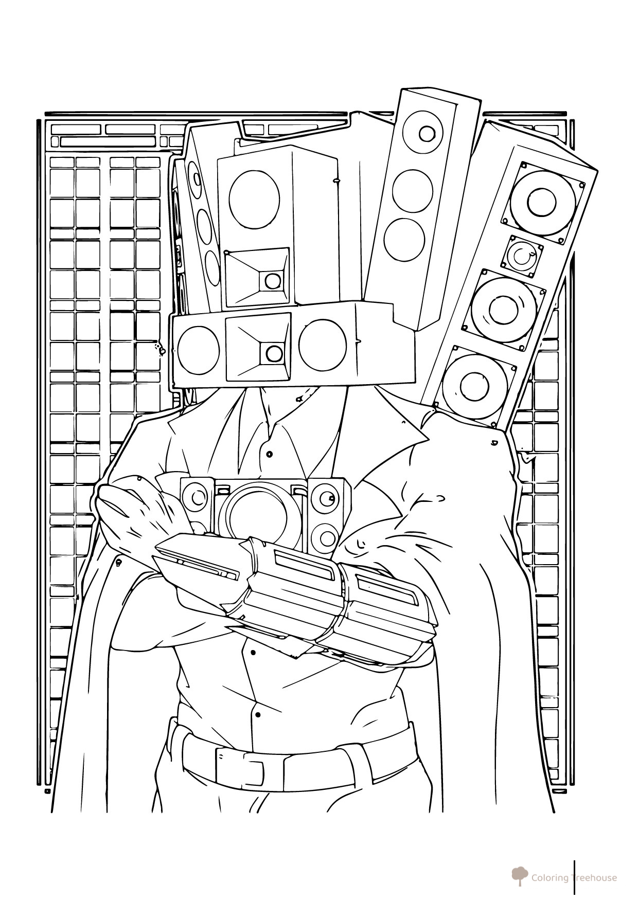 Página para colorear: Titán aterrador SpeakerMan dibujo para colorear gratis de Páginas para colorear de Spikermen (Skibidi Toilet)