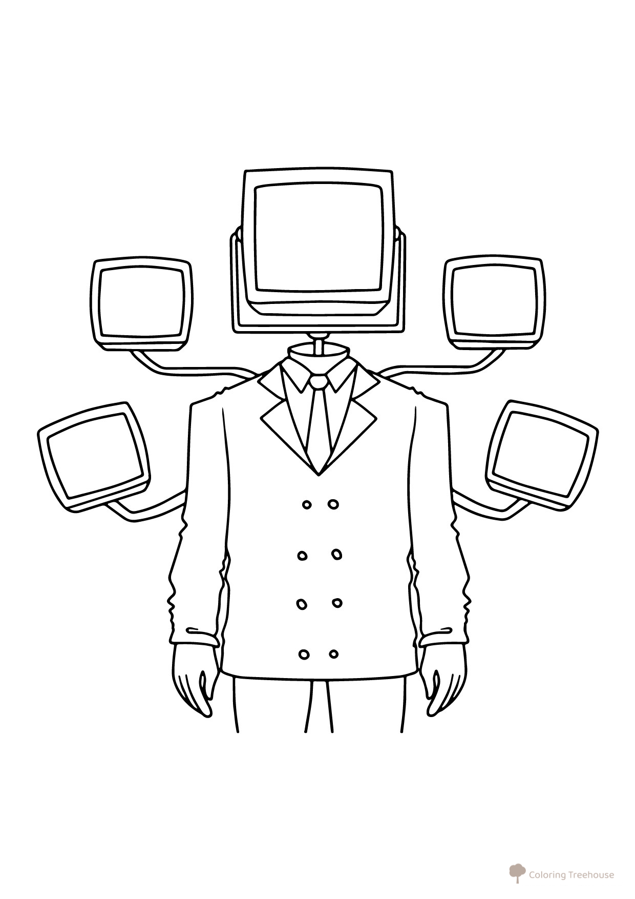 Pyaternoy TV Men Coloring Page free printable TV Man Coloring Pages from Skibidi Toilet coloring page