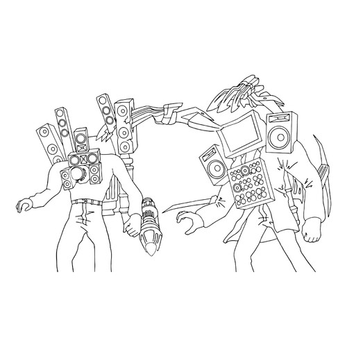 Página para colorear: Titan TV Men y Titan Kameramen dibujo para colorear gratis de Dibujos para colorear de TV Men (serie Skibidi Toilet)