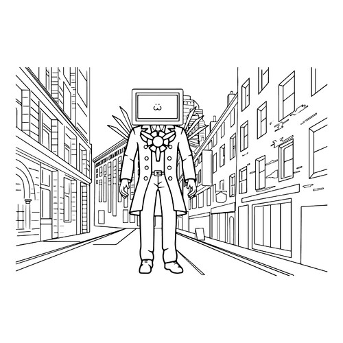 Titan TV Men on the Street Coloring Page free printable TV Man Coloring Pages from Skibidi Toilet coloring page