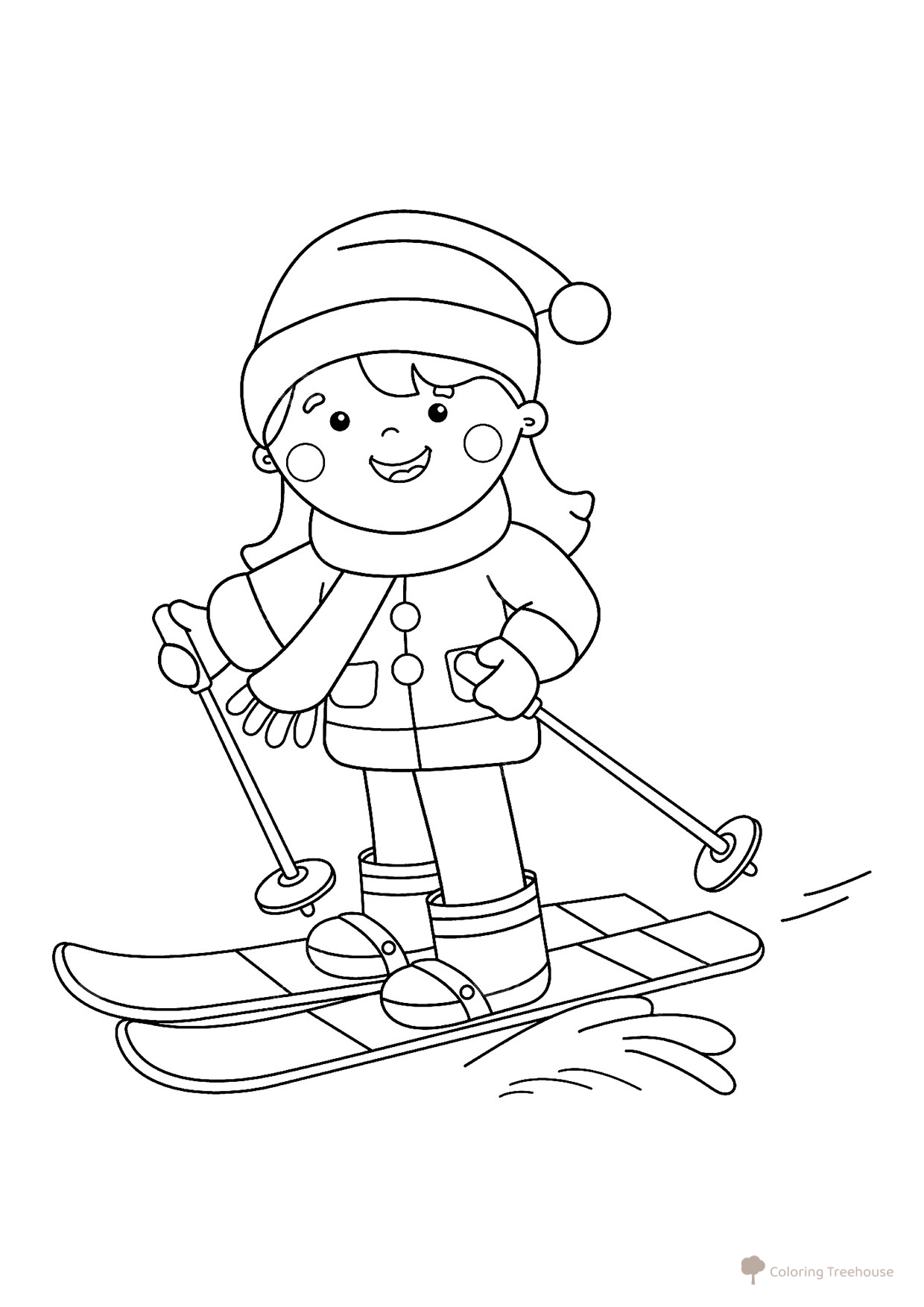 Girl Skiing Coloring Page free printable Winter Sports Coloring Pages coloring page