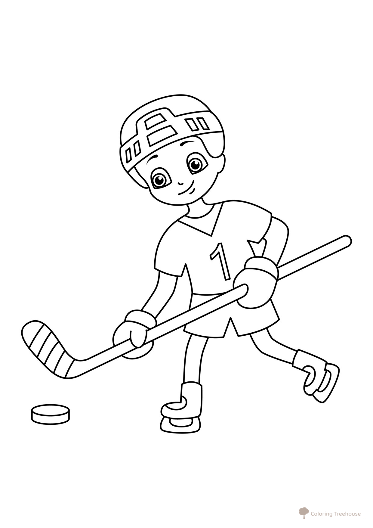 Página para colorear «Hockey para los más pequeños» dibujo para colorear gratis de Páginas para colorear: deportes de invierno
