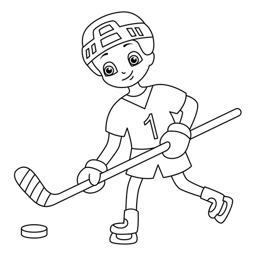 Página para colorear «Hockey para los más pequeños» dibujo para colorear gratis de Páginas para colorear: deportes de invierno