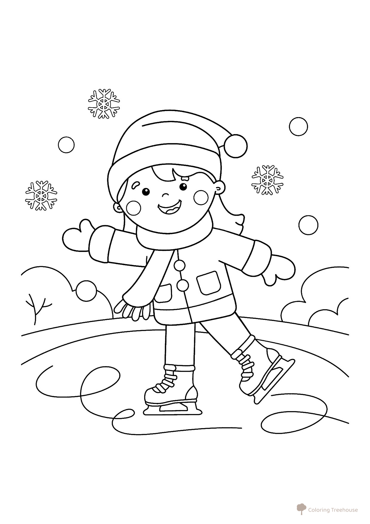 Página para colorear «Patinaje sobre hielo» dibujo para colorear gratis de Páginas para colorear: deportes de invierno