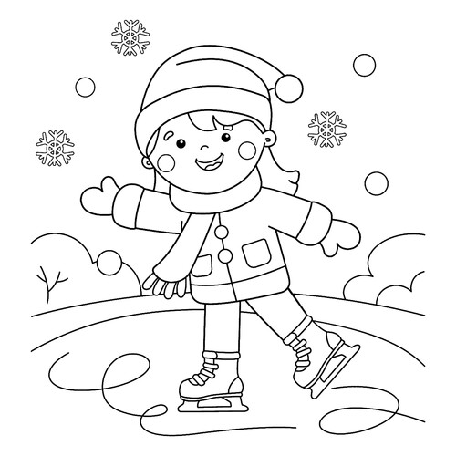 Página para colorear «Patinaje sobre hielo» dibujo para colorear gratis de Páginas para colorear: deportes de invierno