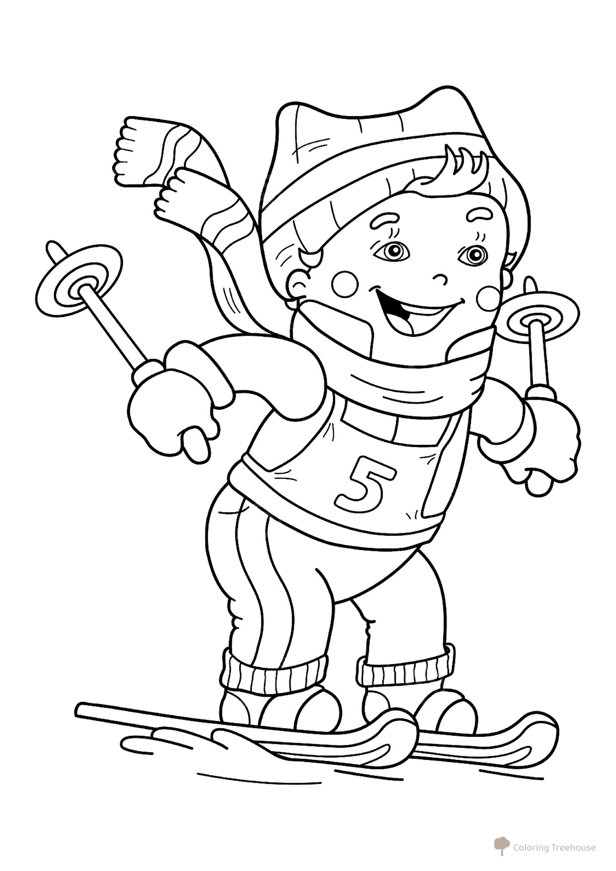 Página para colorear «Esquí» dibujo para colorear gratis de Páginas para colorear: deportes de invierno