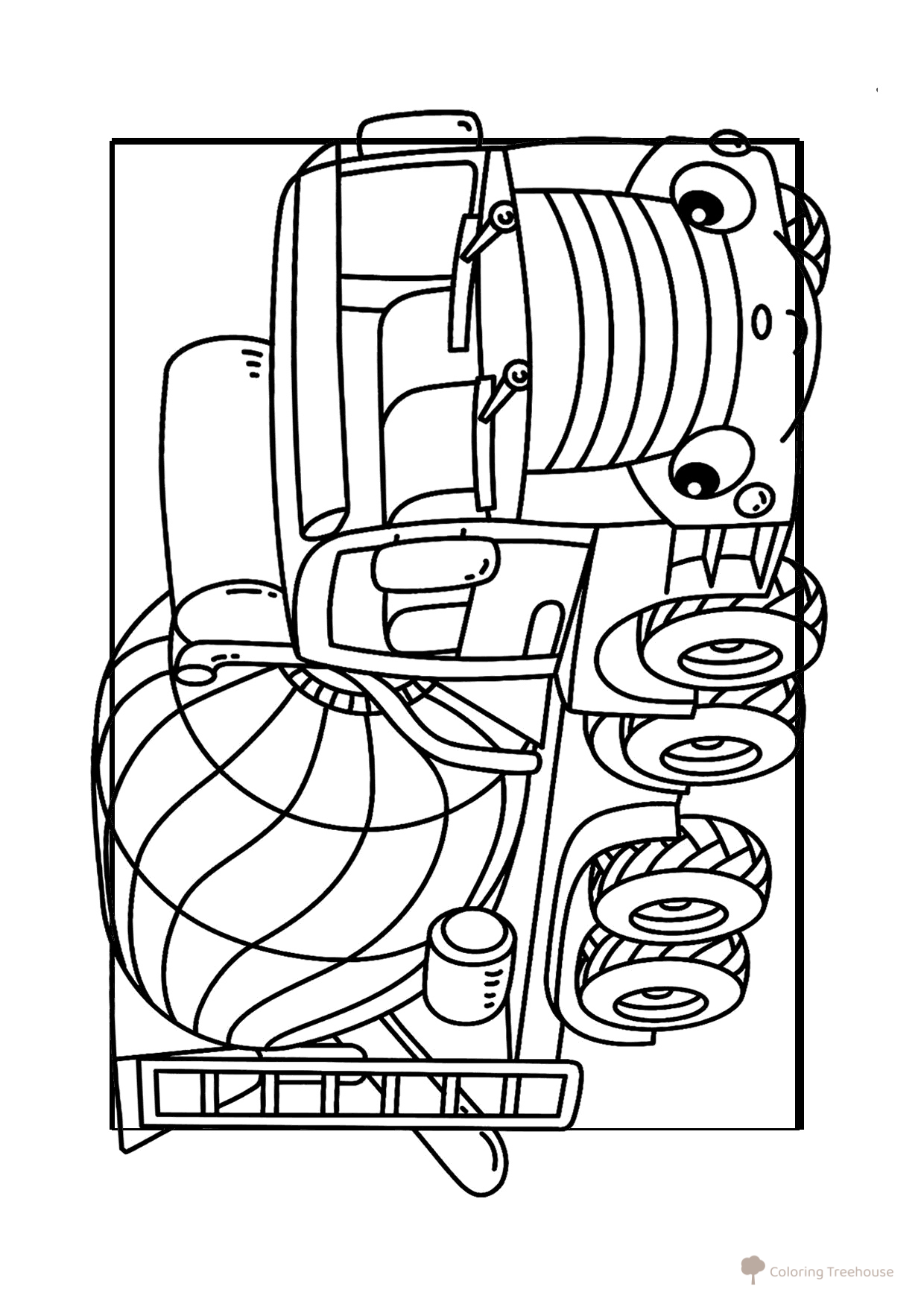 Página para colorear «Caminón mezclador adorable» dibujo para colorear gratis de Páginas para colorear de hormigoneras