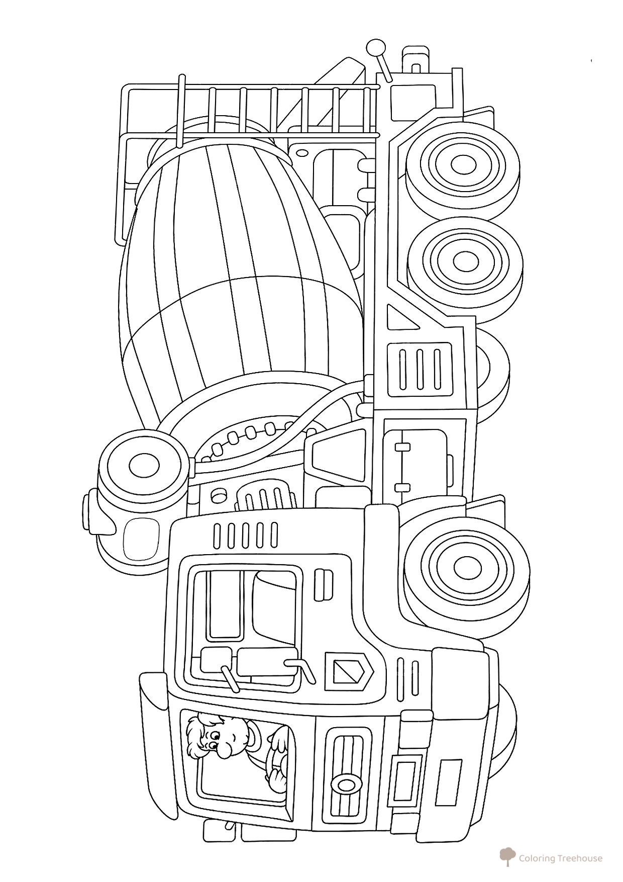 Cartoon Concrete Mixer Coloring Page free printable Concrete Mixer Coloring Pages coloring page