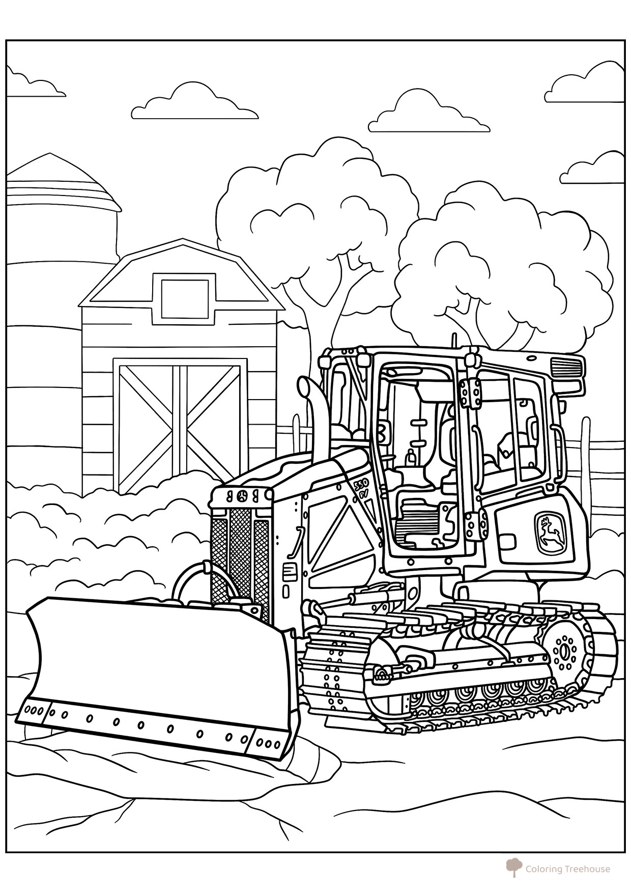 Página para colorear «Bulldozer John Deere» dibujo para colorear gratis de Páginas para colorear de bulldózer