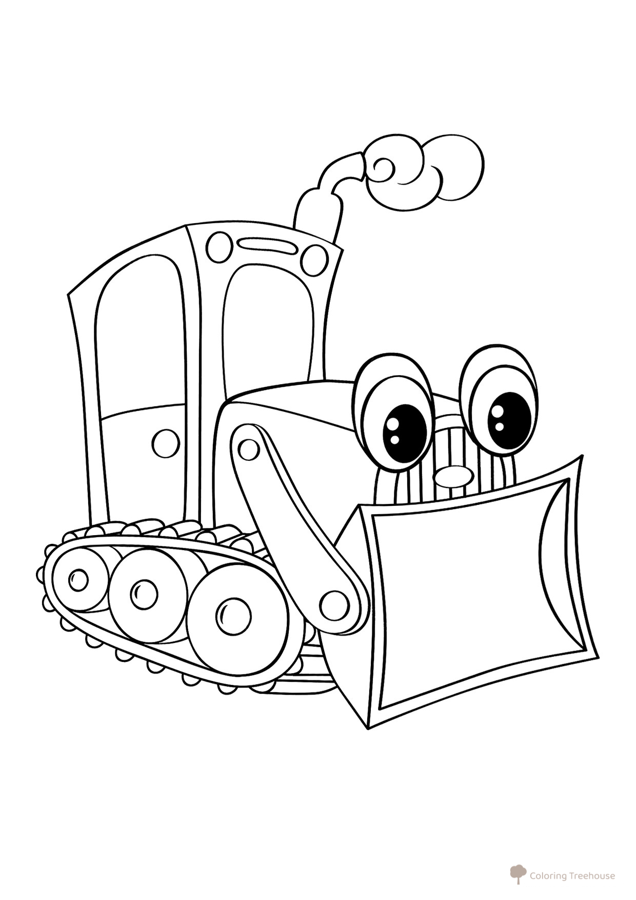 Bulldozer with Eyes Coloring Page free printable Bulldozer Coloring Pages coloring page